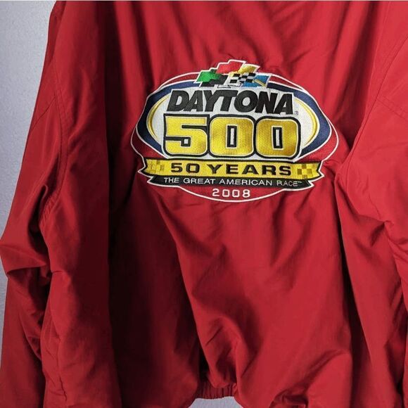 VTG 2008 NASCAR Daytona 500 Jacket Sweatshirt Windbreaker 2XL Zipper Red Unisex - Picture 2 of 10